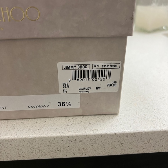 Jimmy Choo Rudy Suede Patent Navy Pumps 100mm - Picture 7 of 13